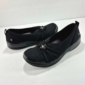 BZees Niche Slip-On Black Stretch Fabric Comfort Flats/ Loafer Women's Size 9...